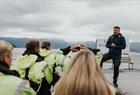 Safety briefing before fjord safari on the Hardangerfjord in a fast paced RIB-boat