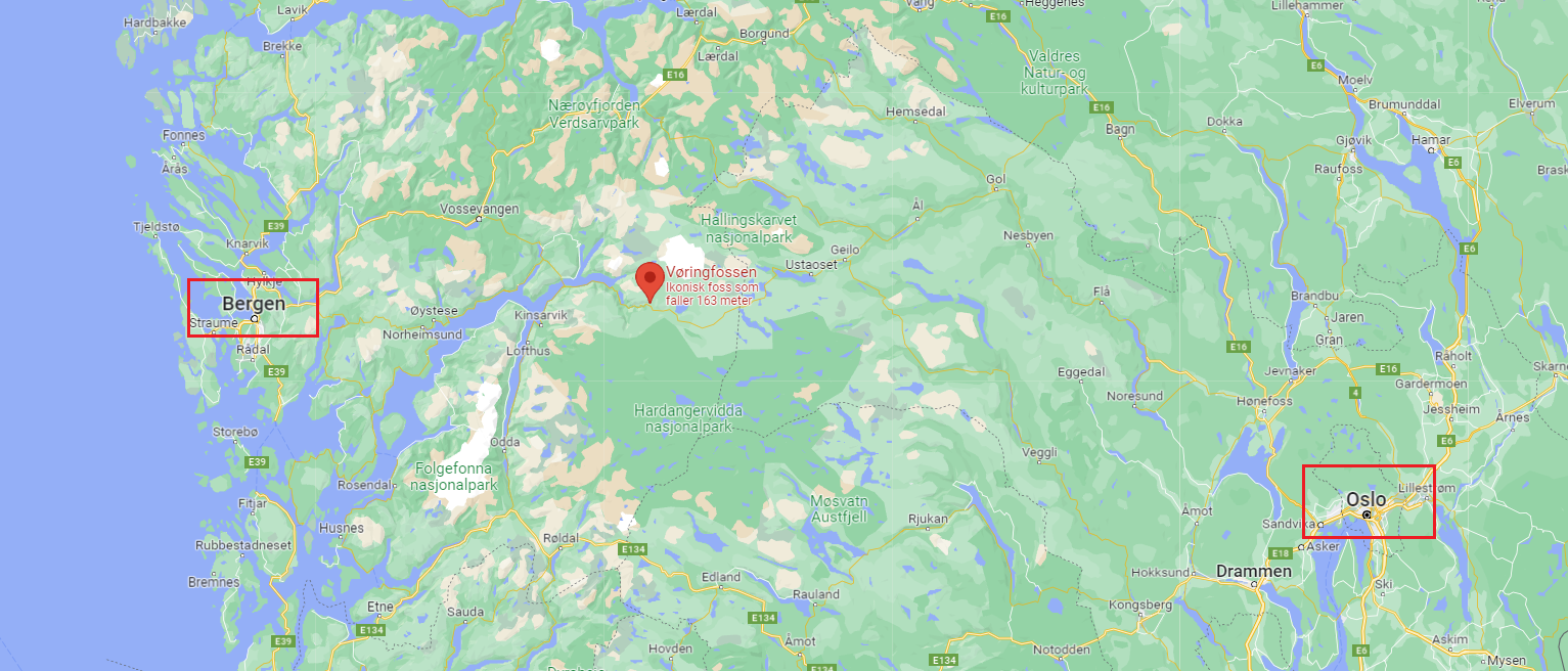 Vøringsfossen kart