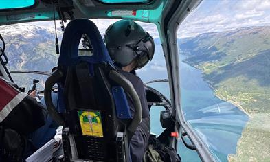 View of the Hardangerfjord from a helicopter