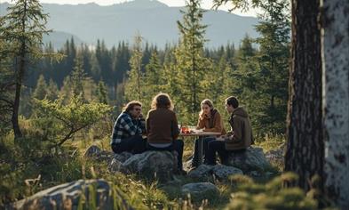 Enjoy a local lunch with freshly brewed coffee in the mountains of Bergen.
