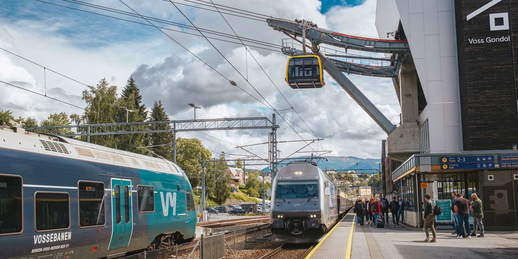 Gondolen på Voss Stasjon bruker 9 minutter til Hangurstoppen Restaurant