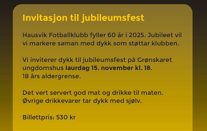 60 års jubileum Hausvik FK