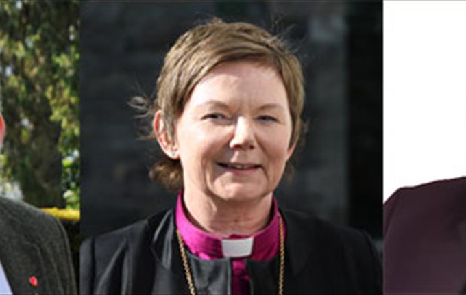 Professor (t.v.) Jørn Øyrehagen Sunde, Bishop Emmanuel Bernardino Lowi, Catholic Diocese of Torit, South Sudan and Bishop of Bjørgvin Ragnhild Jepsen