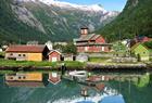 Fjord cruise entering Fjærland village