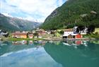 Fjord cruise entering Fjærland village