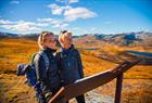 Infotavle på fjellstrekket av Kongevegen over Filefjell