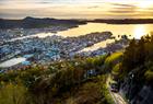 Solnedgang over Bergen og Fløyen